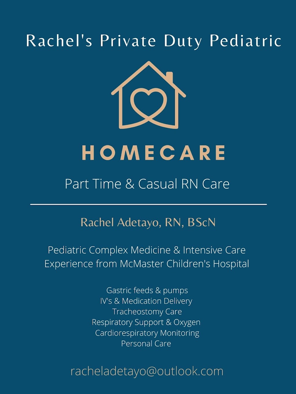 Rachels Private Duty Pediatric Homecare | 5475 Lakeshore Rd Unit 63, Burlington, ON L7L 1E1, Canada | Phone: (519) 387-5333