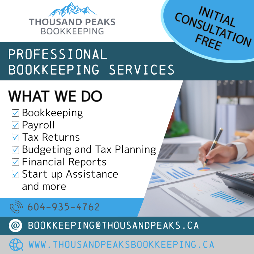 Thousand Peaks Bookkeeping | 4823 Purcell Ave, Edgewater, BC V0A 1E0, Canada | Phone: (604) 935-4762