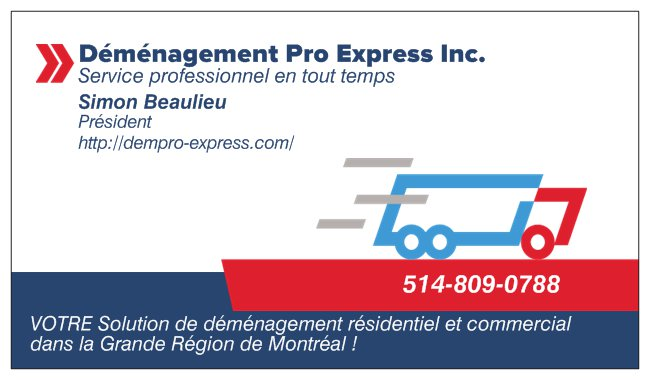 Déménagement Pro-Express Inc. | 367 Rang Sainte Thérèse, Saint-Rémi, QC J0L 2L0, Canada | Phone: (514) 809-0788