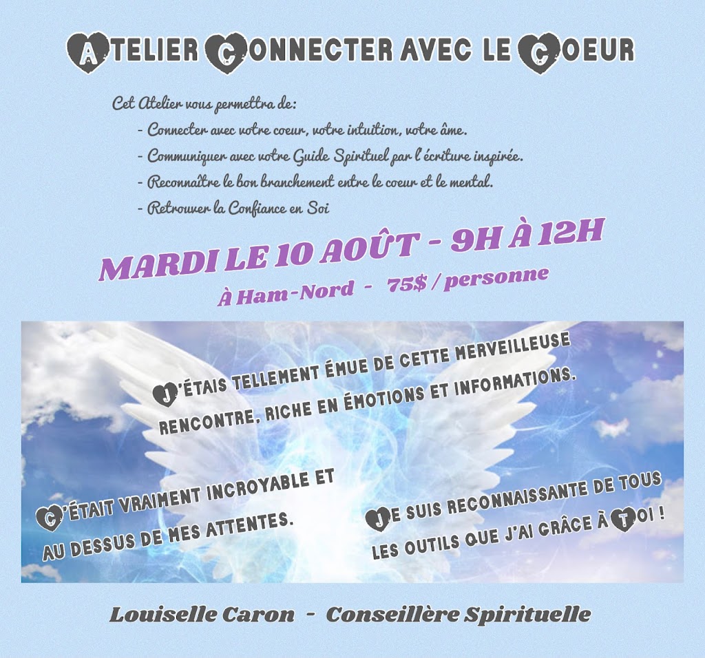 Louiselle Caron, Conseillère Spirituelle | 800 principale, Ham-Nord, QC G0P 1A0, Canada | Phone: (819) 460-5242