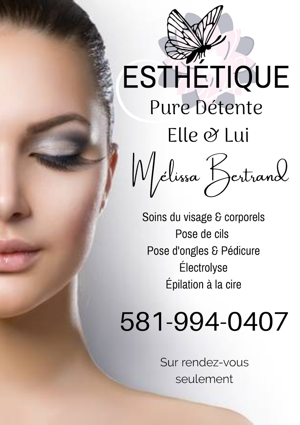 Esthétique Pure Détente Elle et Lui Mélissa Bertrand | 901 Rue Ovide-Plante, Lévis, QC G6K 1N4, Canada | Phone: (581) 994-0407