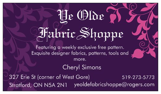 Ye Olde Fabric Shoppe | 327 Erie St, Stratford, ON N5A 2N1, Canada | Phone: (519) 273-5773