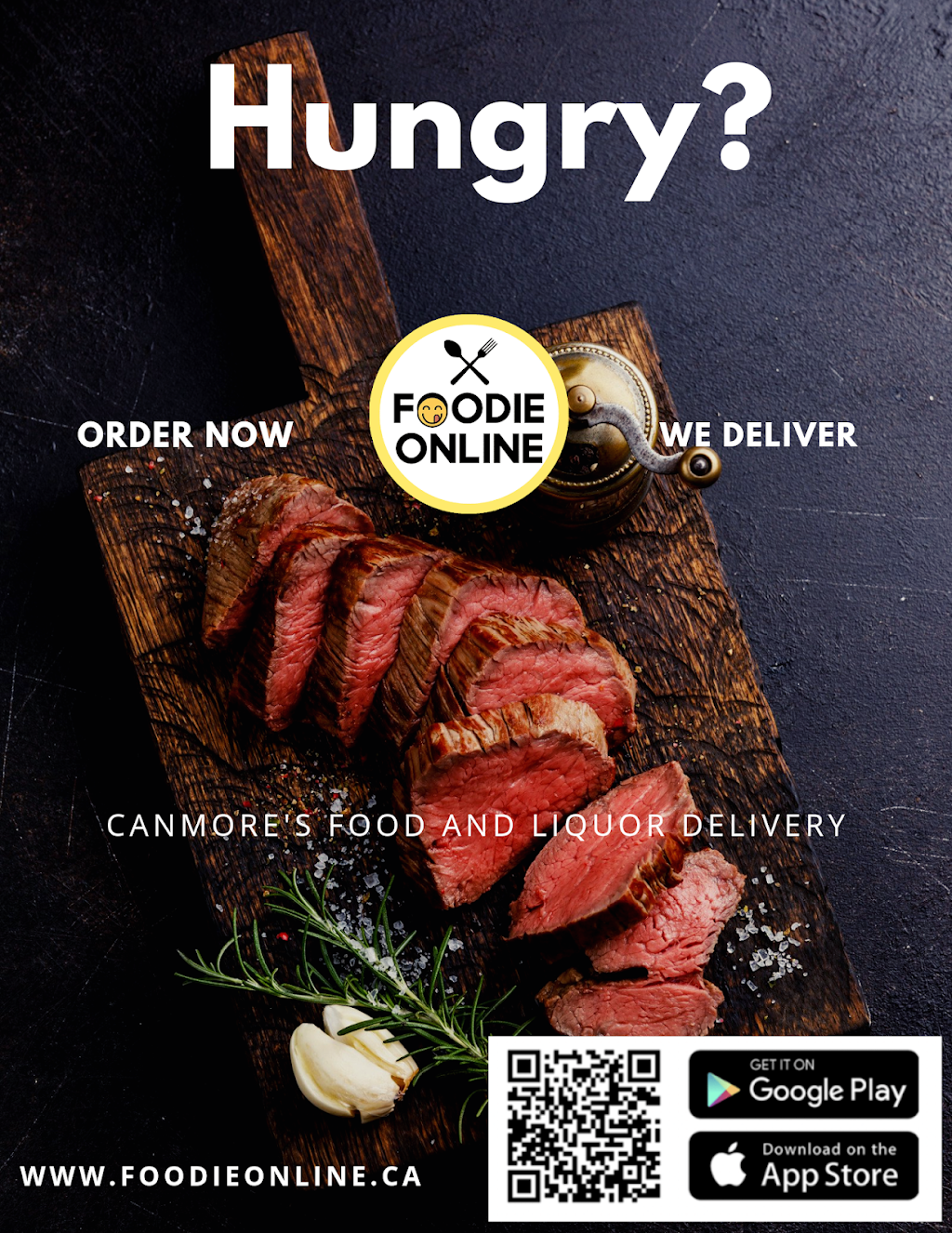 Foodie Online Food delivery Canmore & Banff | 1615B 1 Ave, Canmore, AB T1W 1M7, Canada | Phone: (403) 888-0807