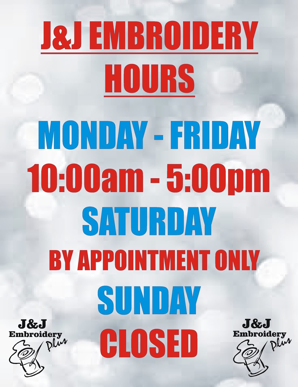 J & J Embroidery | 6006 W Saanich Rd, Victoria, BC V9E 2G4, Canada | Phone: (250) 658-2023