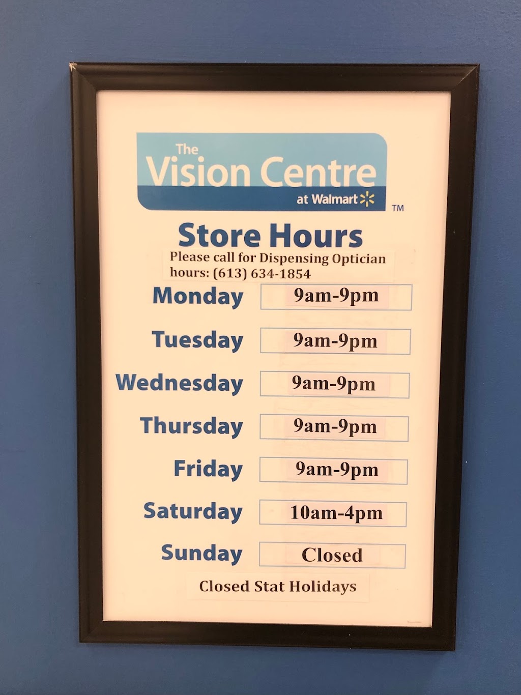 Vision Center At Walmart | 1130 Midland Ave, Kingston, ON K7P 2X9, Canada | Phone: (613) 634-2285