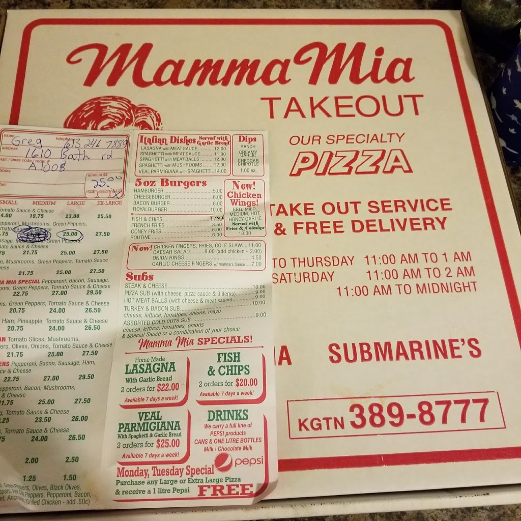 Mamma Mia pizza | 734 Front Rd, Kingston, ON K7M 4L5, Canada | Phone: (613) 389-8777