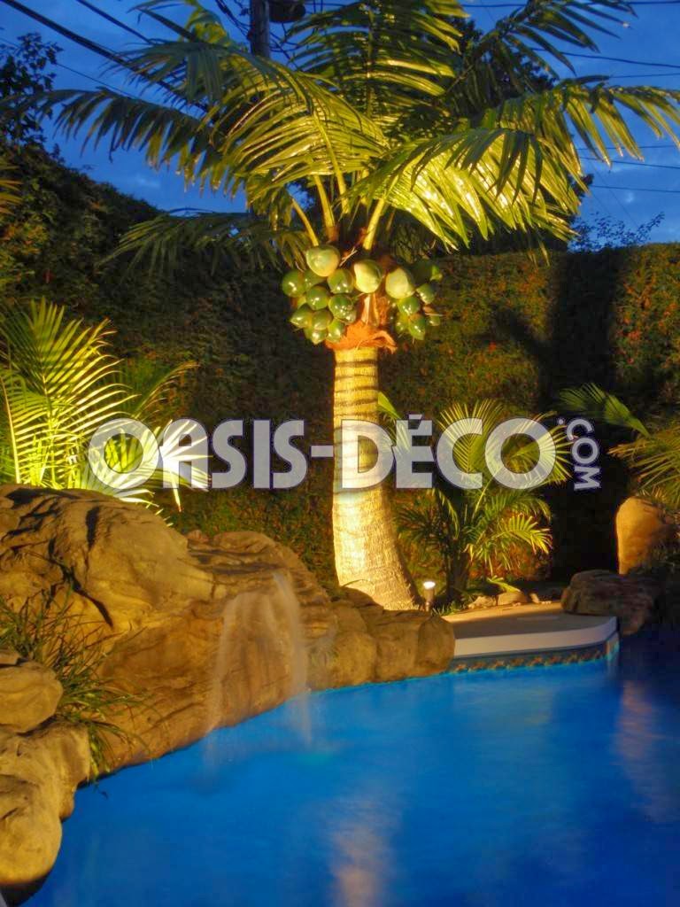 Oasis-Deco = Chute pour piscine / pool waterfall / Palmier palm  | 742 Boulevard Industriel #104, Blainville, QC J7C 3V4, Canada | Phone: (514) 248-0928