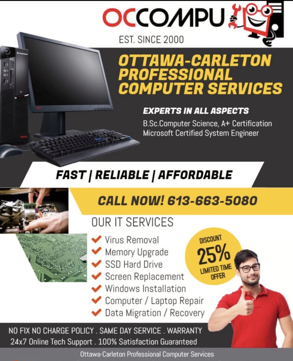 OC Compu Computer Services www.OCcompu.com | 18 Reubens Ct, Ottawa, ON K1G 5K5, Canada | Phone: (613) 663-5080