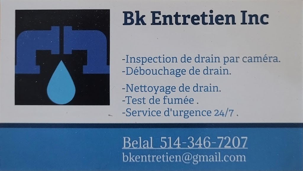 Bk Entretien / Débouchage et inspection de drain | 335 Bd Deguire #514, Montréal, QC H4N 1P7, Canada | Phone: (514) 346-7207