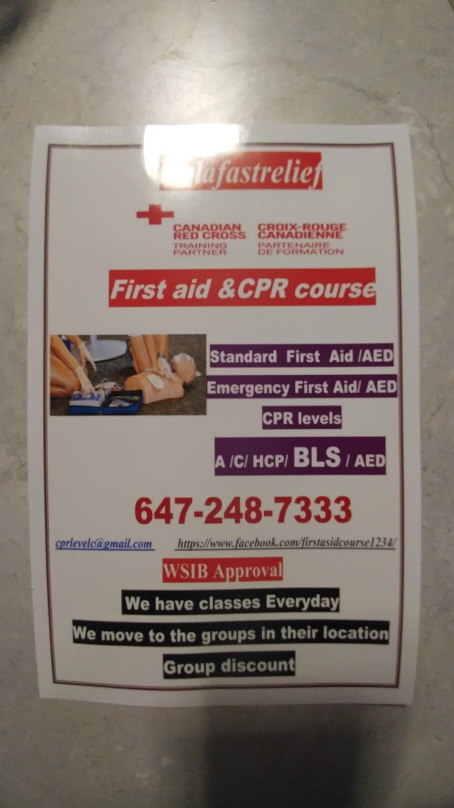 Bolafastrelief first aid , CPR , BLS & AED training courses | 1 High Meadow Pl, North York, ON M9L 0A3, Canada | Phone: (647) 248-7333