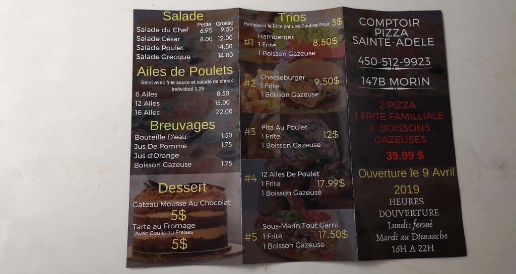 Comptoir Pizza Saint Adele | 147 b Rue Morin, Sainte-Adèle, QC J8B 2P6, Canada | Phone: (450) 512-9923