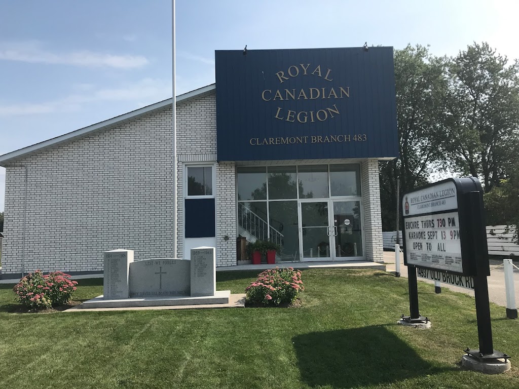 Royal Canadian Legion Branch 483 | 4937 Old Brock Rd, Claremont, ON L1Y 1A6, Canada | Phone: (905) 649-3166