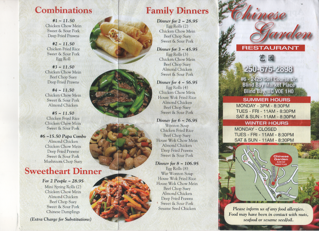 Chinese Garden Restaurant | 2676 Fairway Hills Rd #6, Blind Bay, BC V0E 1H2, Canada | Phone: (250) 675-2898