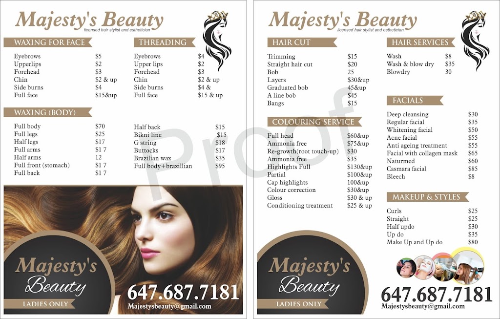 Majestys Beauty | 18 McKeown St, Thornton, ON L0L 2N0, Canada | Phone: (647) 687-7181