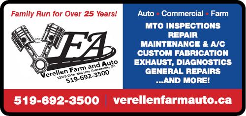 Verellen Farm and Auto | 12375 Cider Mill Line, Thamesville, ON N0P 2K0, Canada | Phone: (519) 692-3500