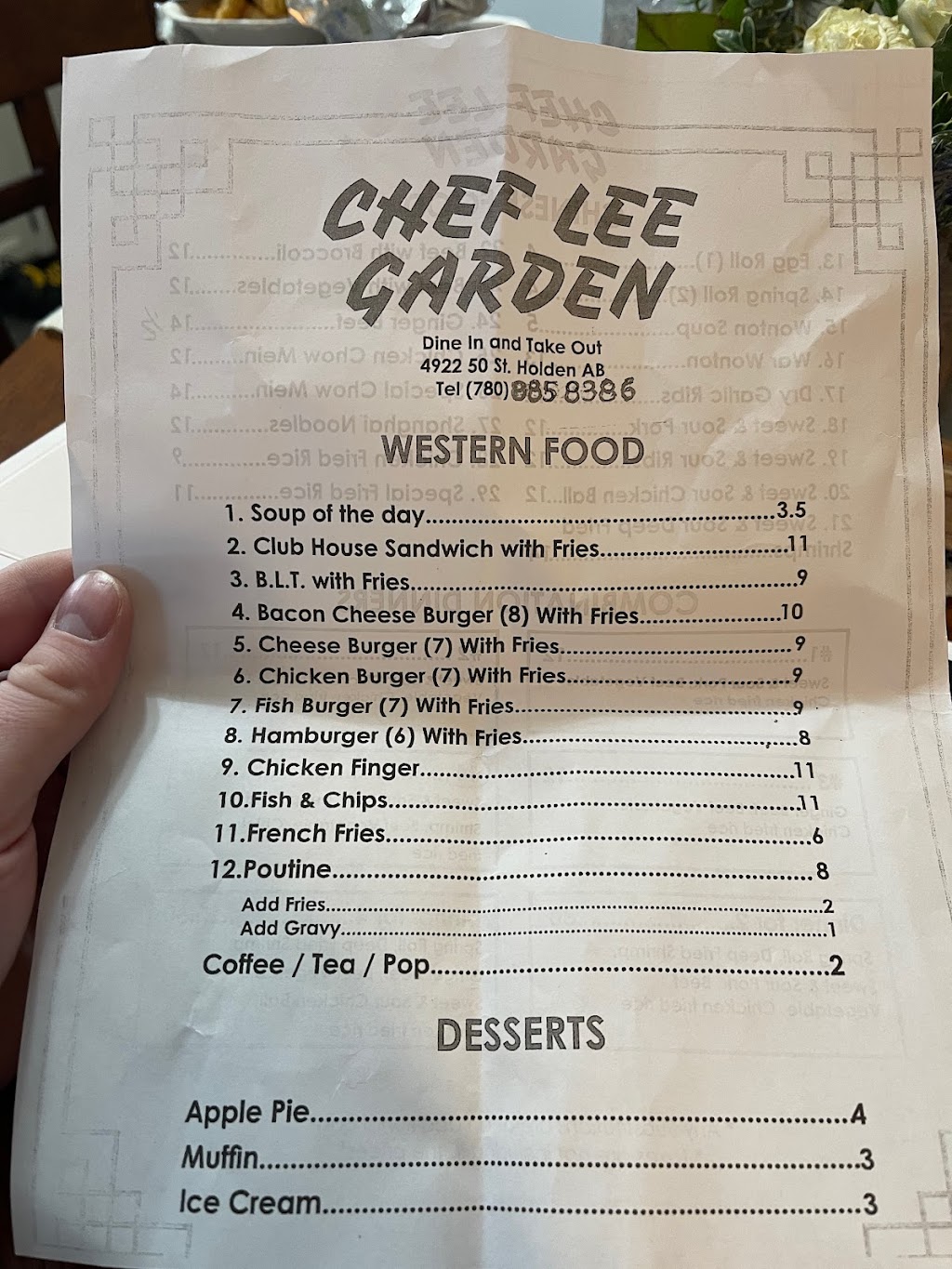 Chef Lee Garden | 4922 50 St, Holden, AB T0B 2C0, Canada | Phone: (780) 885-8386