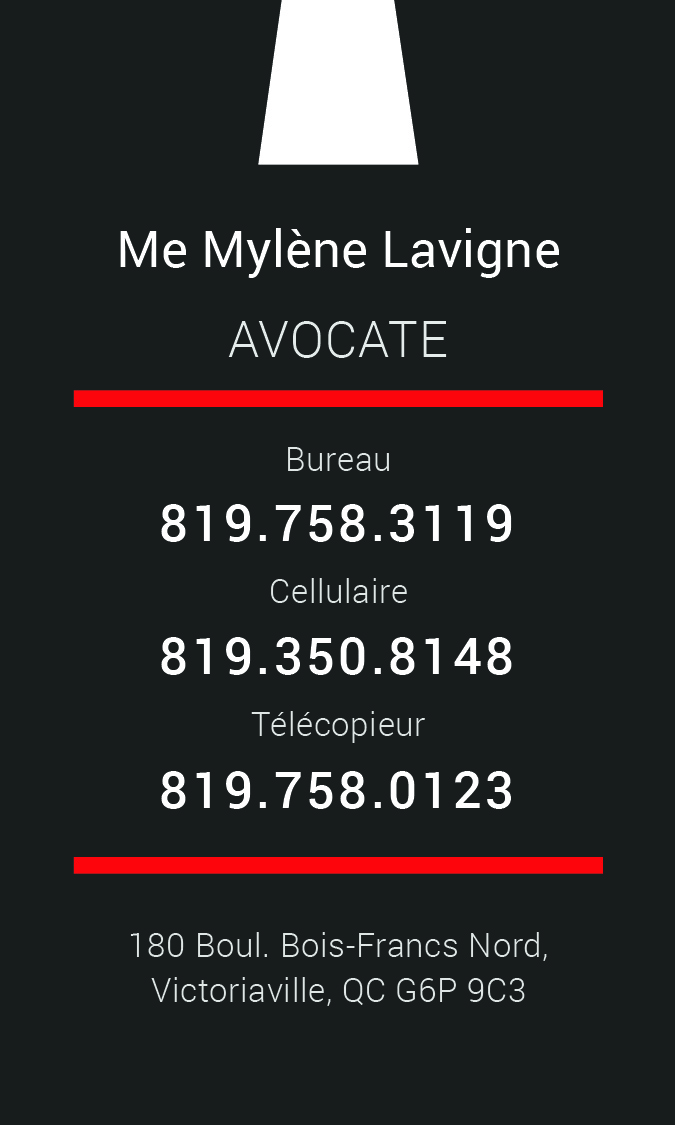 Mylène Lavigne Avocate | 180 Boul. des Bois-Francs N, Victoriaville, QC G6P 9C3, Canada | Phone: (819) 350-8148