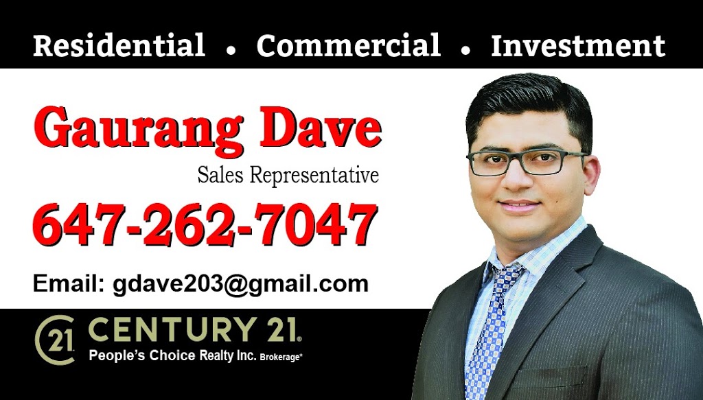 Gaurang Dave - Realtor at Century 21 peoples Choice realty inc | 190 Bovaird Dr W #50, Brampton, ON L7A 1A2, Canada | Phone: (647) 262-7047