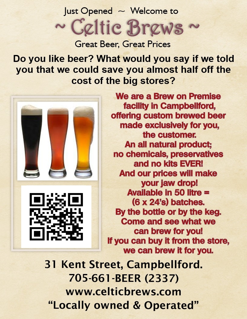 Celtic Brews | 31 Kent St, Campbellford, ON K0L 1L0, Canada | Phone: (705) 661-2337