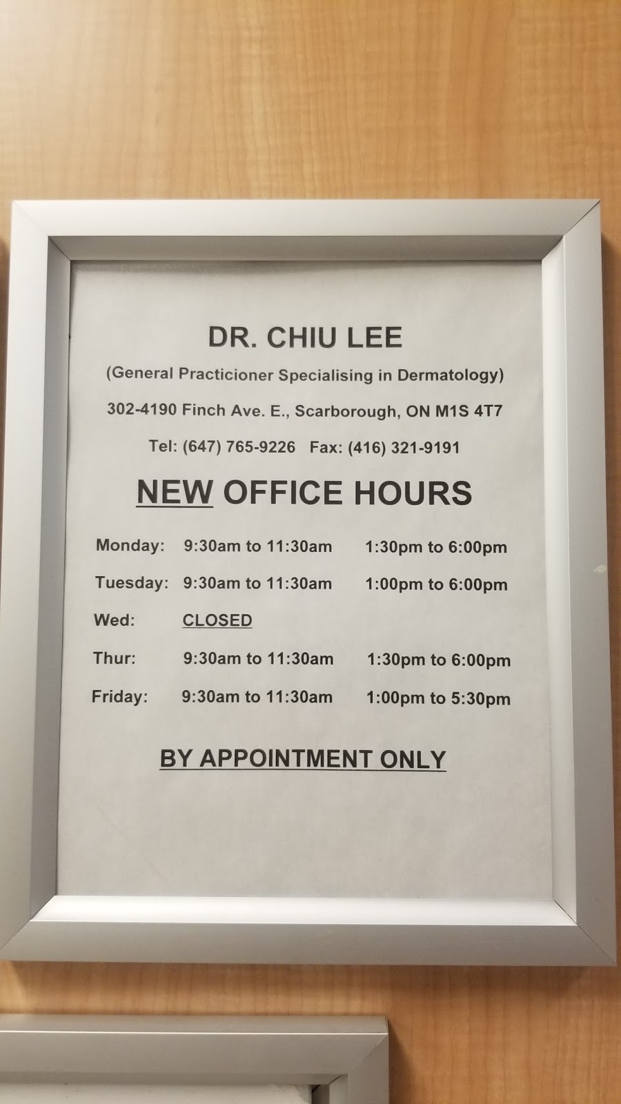 DR. CHIU LEE | 4190 Finch Ave E #302, Scarborough, ON M1S 4T7, Canada | Phone: (647) 765-9226