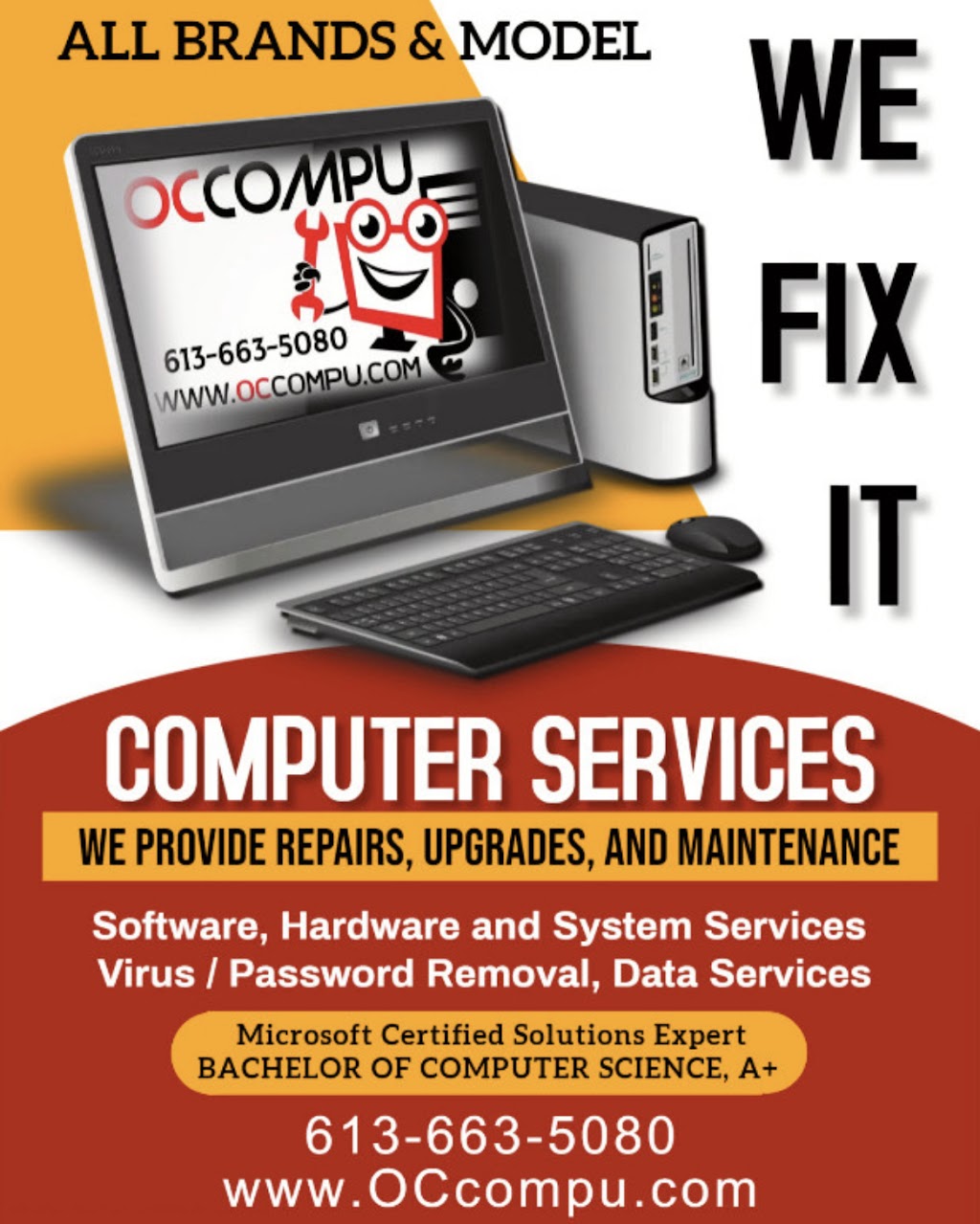 OC Compu Computer Services www.OCcompu.com | 18 Reubens Ct, Ottawa, ON K1G 5K5, Canada | Phone: (613) 663-5080