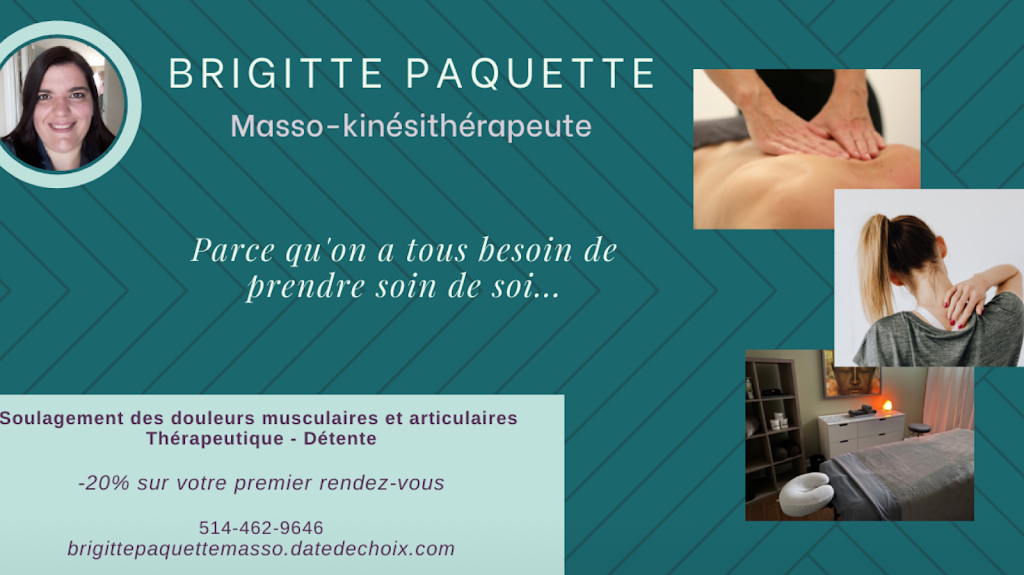 Brigitte Paquette Massothérapeute/kinésithérapeute | 135 Rue de Nîmes, Terrebonne, QC J6Y 0H6, Canada | Phone: (514) 462-9646