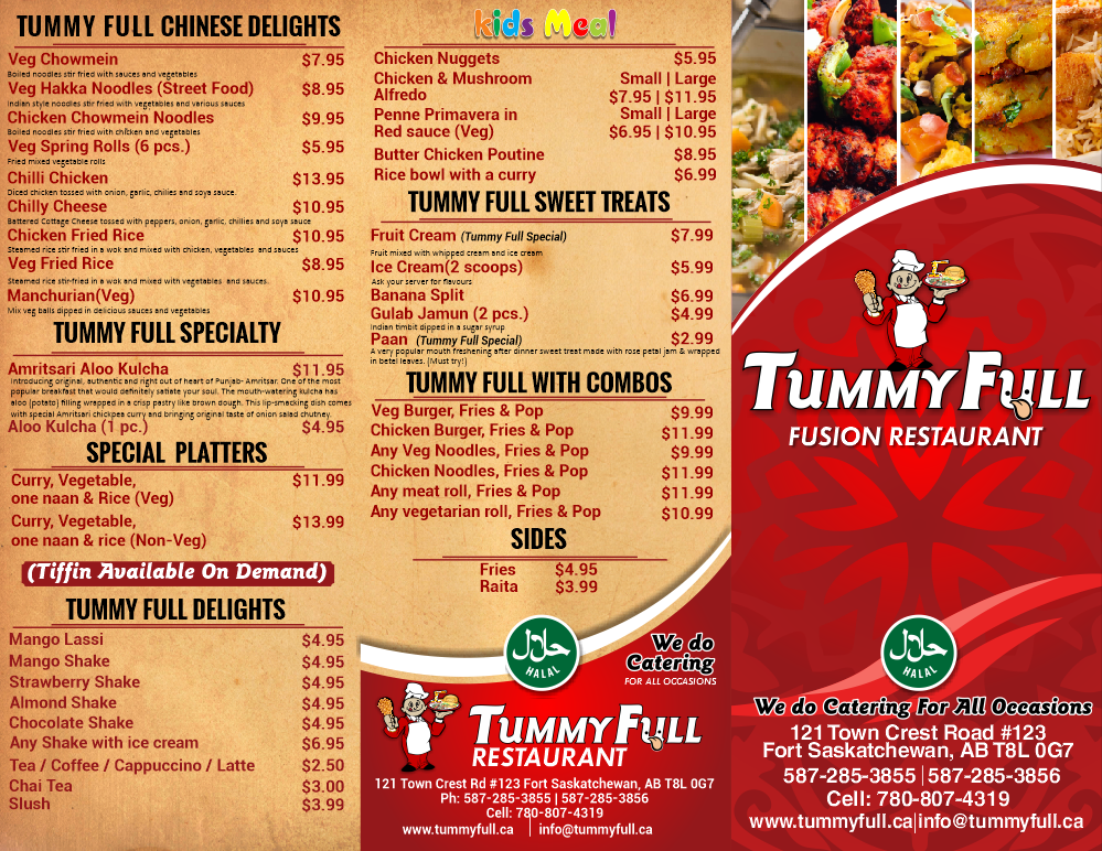 Tummy Full Restaurant | 121 Town Crest Rd #123, Fort Saskatchewan, AB T8L 0G7, Canada | Phone: (587) 285-3855