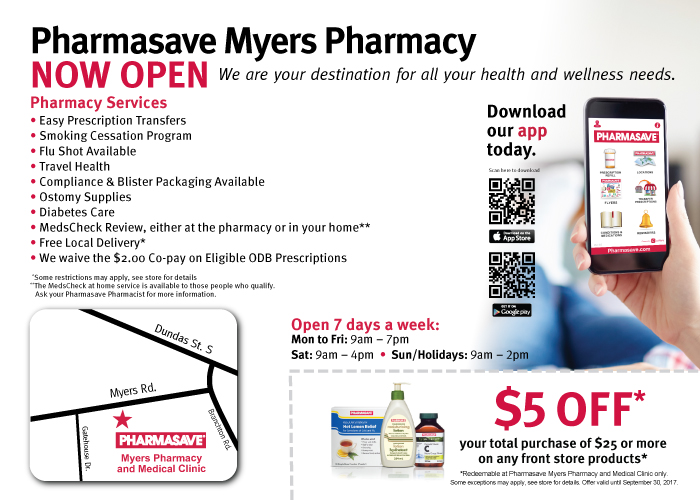 Myers pharmacy | 685 Myers Rd, Cambridge, ON N1R 5S2, Canada | Phone: (519) 267-6937