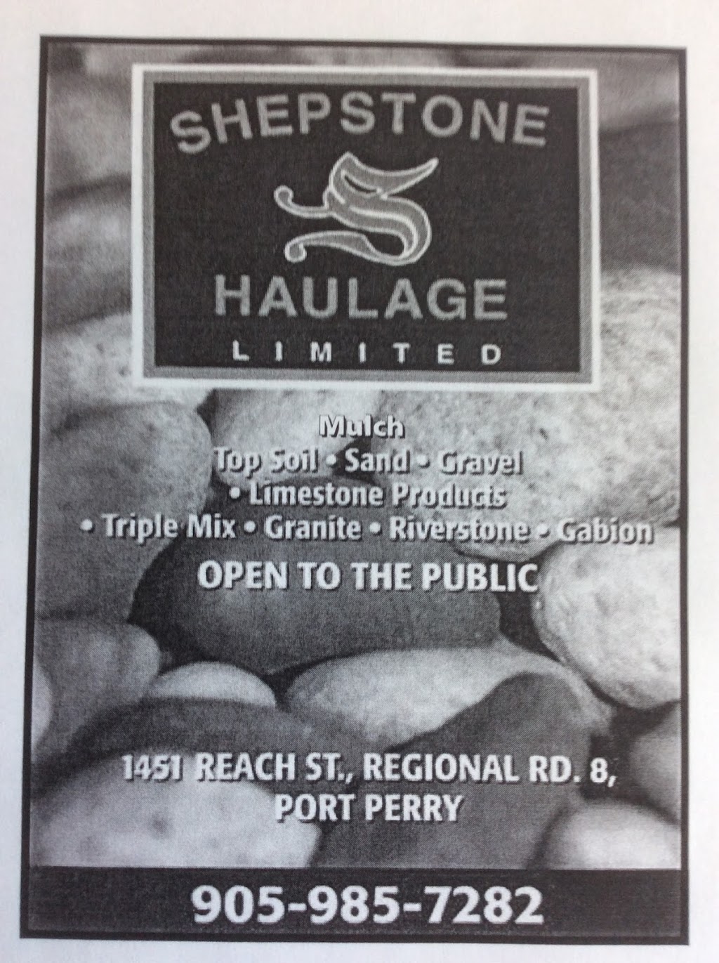 Shepstone Haulage Limited | 1451 Reach St, Port Perry, ON L9L 1B2, Canada | Phone: (905) 985-7282