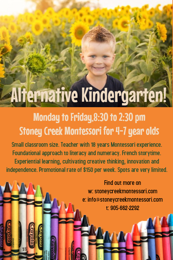 Stoney Creek Montessori | 178 Barton St Unit 4-5, Stoney Creek, ON L8E 4W2, Canada | Phone: (905) 662-2292