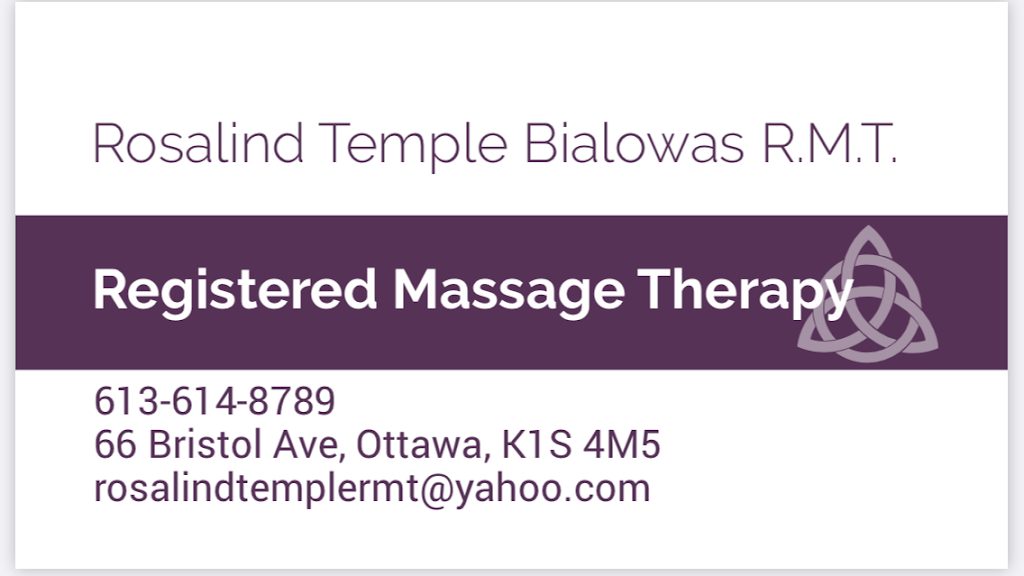 RosalindRMT Registered Massage Therapy, Ashiatsu and Reiki | 66 Bristol Ave, Ottawa, ON K1S 4M5, Canada | Phone: (613) 614-8789
