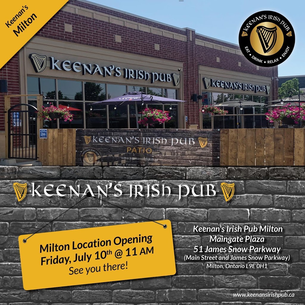 Keenans Irish Pub | 51 James Snow Pkwy N, Milton, ON L9E 0H1, Canada | Phone: (905) 693-0030