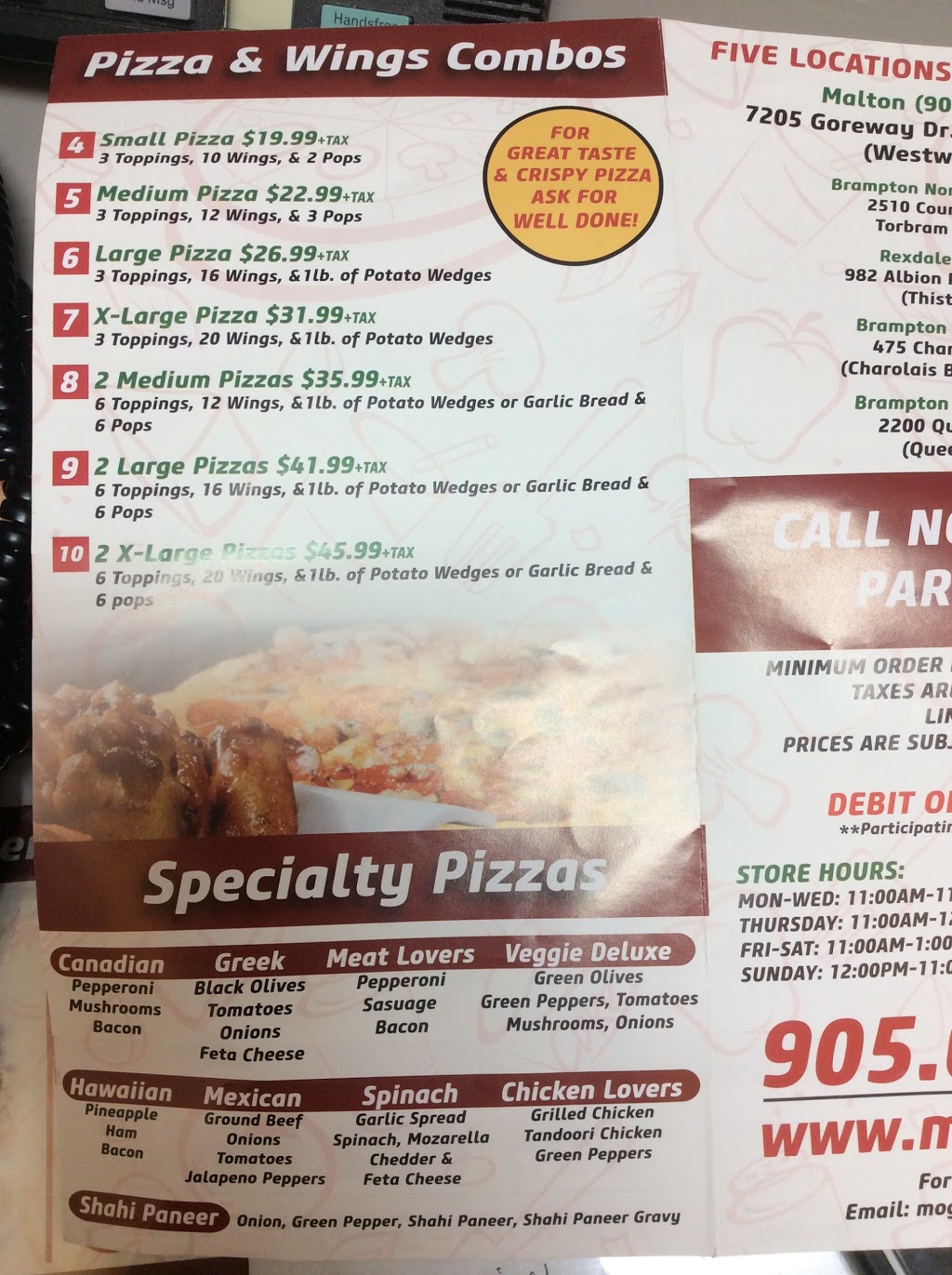 Mogas Pizza | 7205 Goreway Dr suite 40, Mississauga, ON L4T 2T9, Canada | Phone: (905) 672-6868