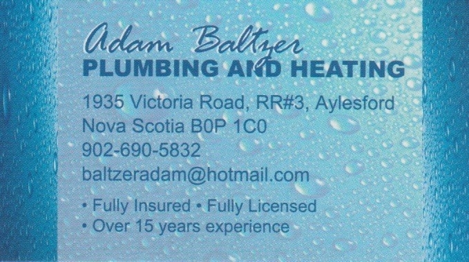 Adam Baltzer Plumbing & Heating | 1935 Victoria Rd, Aylesford, NS B0P 1C0, Canada | Phone: (902) 690-5832