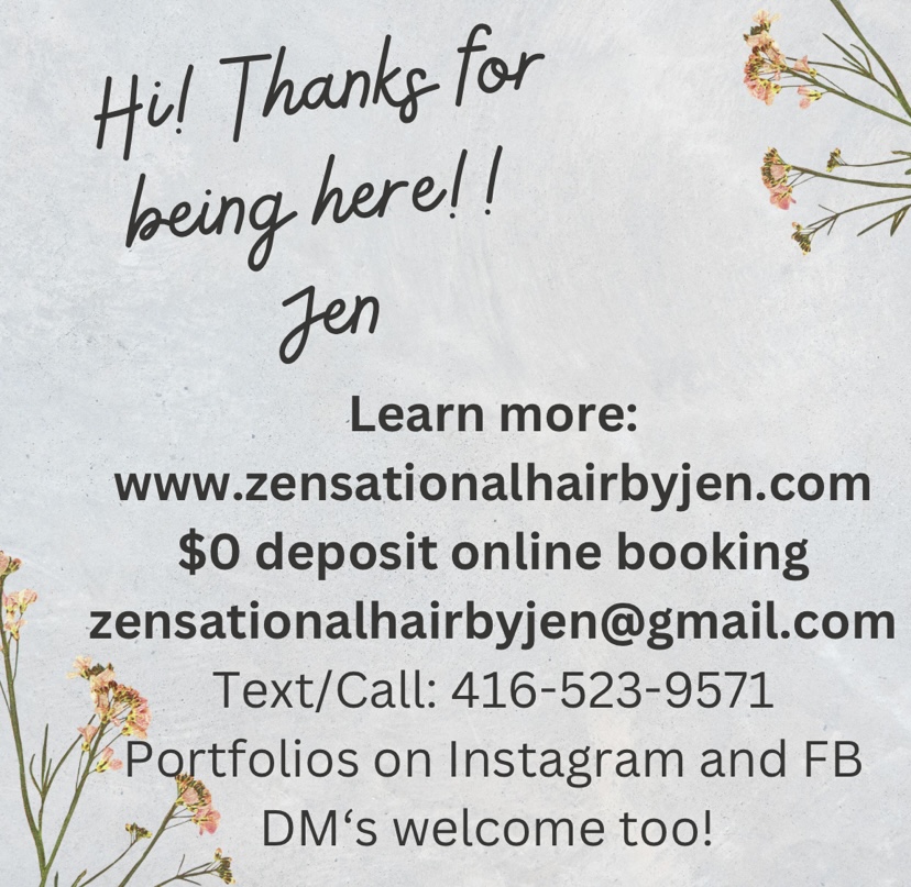 ZenSationalHairByJen | 54 Cobblehill Rd, Acton, ON L7J 1N9, Canada | Phone: (416) 523-9571