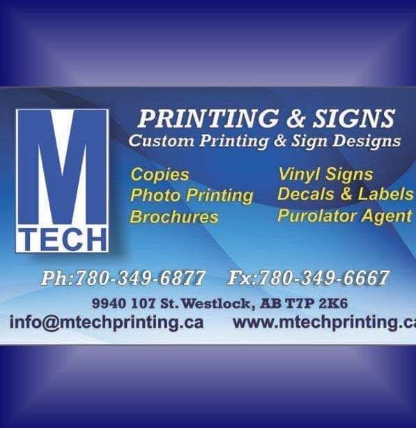 Mtech Printing & Signs | 9940 107 St, Westlock, AB T7P 2K6, Canada | Phone: (780) 349-6877