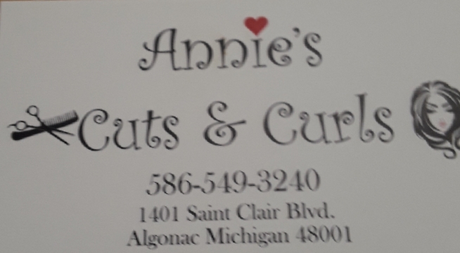 Annies Cuts & Curls | 1401 St Clair Blvd, Algonac, MI 48001, USA | Phone: (586) 549-3240