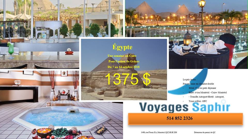 Voyages Saphir | 3490 Rue Fleury E, Montréal-Nord, QC H1H 2R9, Canada | Phone: (514) 852-2326