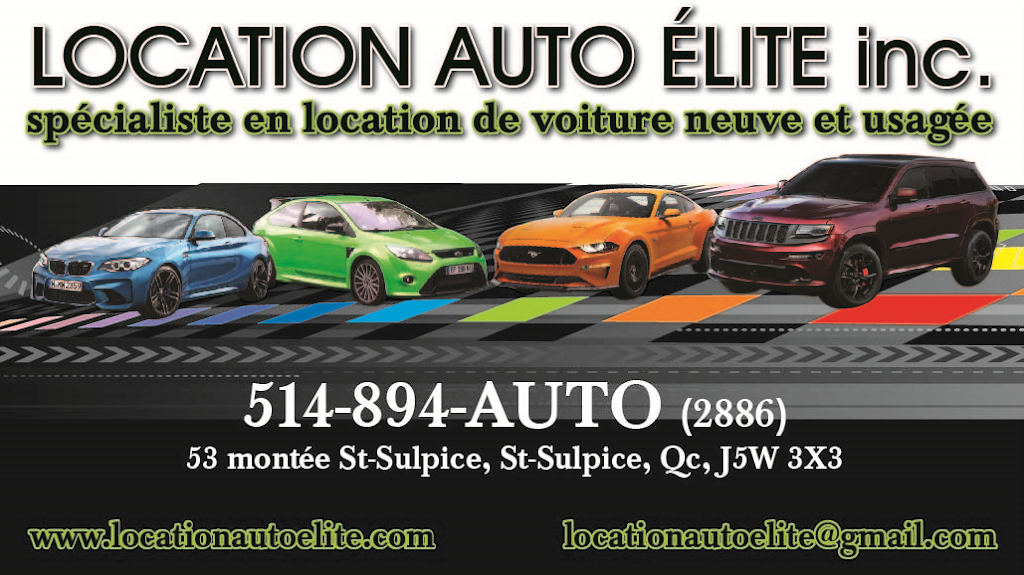 Location Auto Élite | 53 Montée de Saint Sulpice Suite: A, Saint-Sulpice, QC J5W 4L3, Canada | Phone: (514) 894-2886