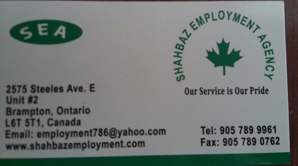 Shahbaz Employment Agency | 2575 Steeles Ave E, Brampton, ON L6T 5T1, Canada | Phone: (905) 789-9961