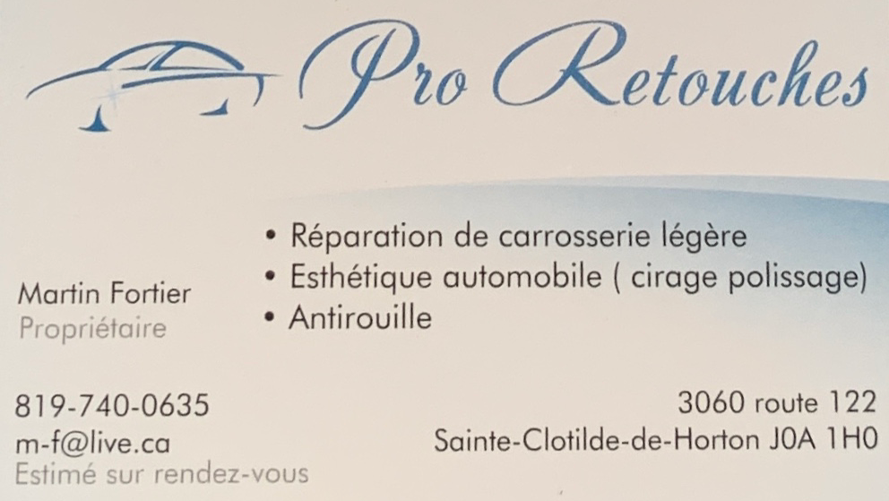 Pro Retouches | 3060 Route 122, Sainte-Clotilde-de-Horton, QC J0A 1H0, Canada | Phone: (819) 740-0635