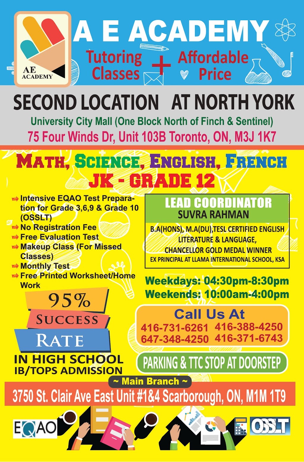 New A E Academy | 75 Four Winds Dr Unit 103 B, North York, ON M3J 1K7, Canada | Phone: (416) 731-6261