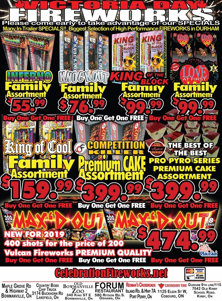 Celebration Fireworks | 1125 Elgin St W, Cobourg, ON K9A 5T9, Canada | Phone: (905) 697-3800