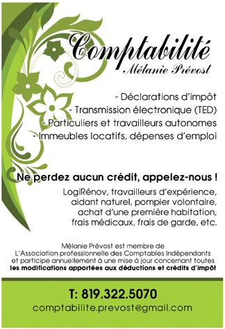 Comptabilité Mélanie Prévost | 3530 Chem. du 1er Rang de Doncaster, Val-David, QC J0T 2N0, Canada | Phone: (819) 322-5070