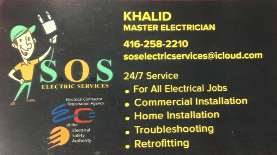 SOS Electric Services | 26 McDevitt Ln, Caledon, ON L7C 3S2, Canada | Phone: (416) 258-2210