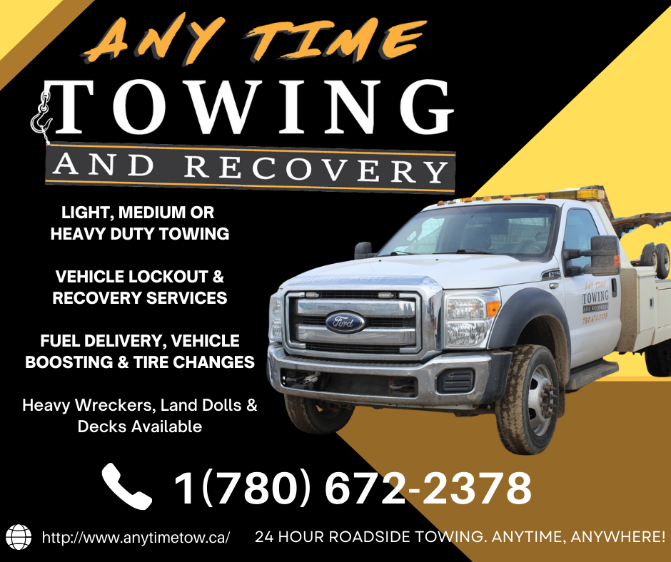 Any Time Towing & Recovery | 4213 37 St, Camrose, AB T4V 4S2, Canada | Phone: (780) 672-2378