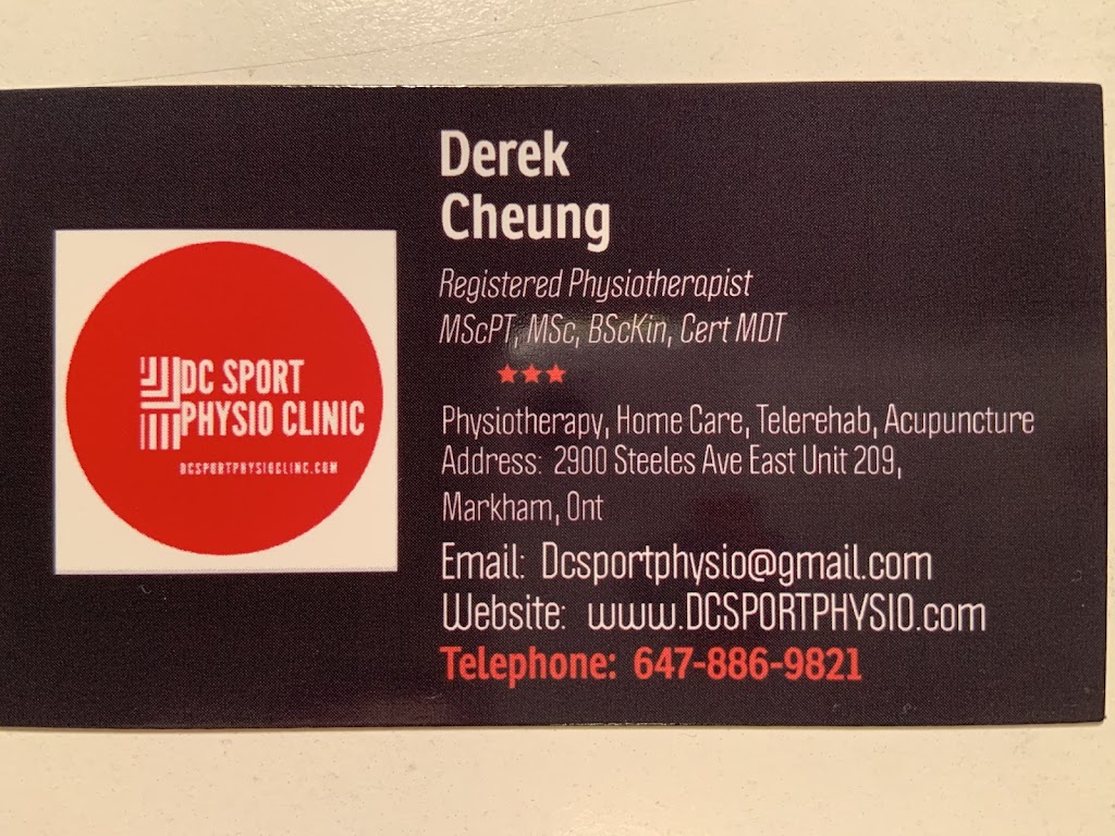 DC Sport Physio Clinic | 2900 Steeles Ave E Unit 209, Thornhill, ON L3T 4X1, Canada | Phone: (647) 886-9821