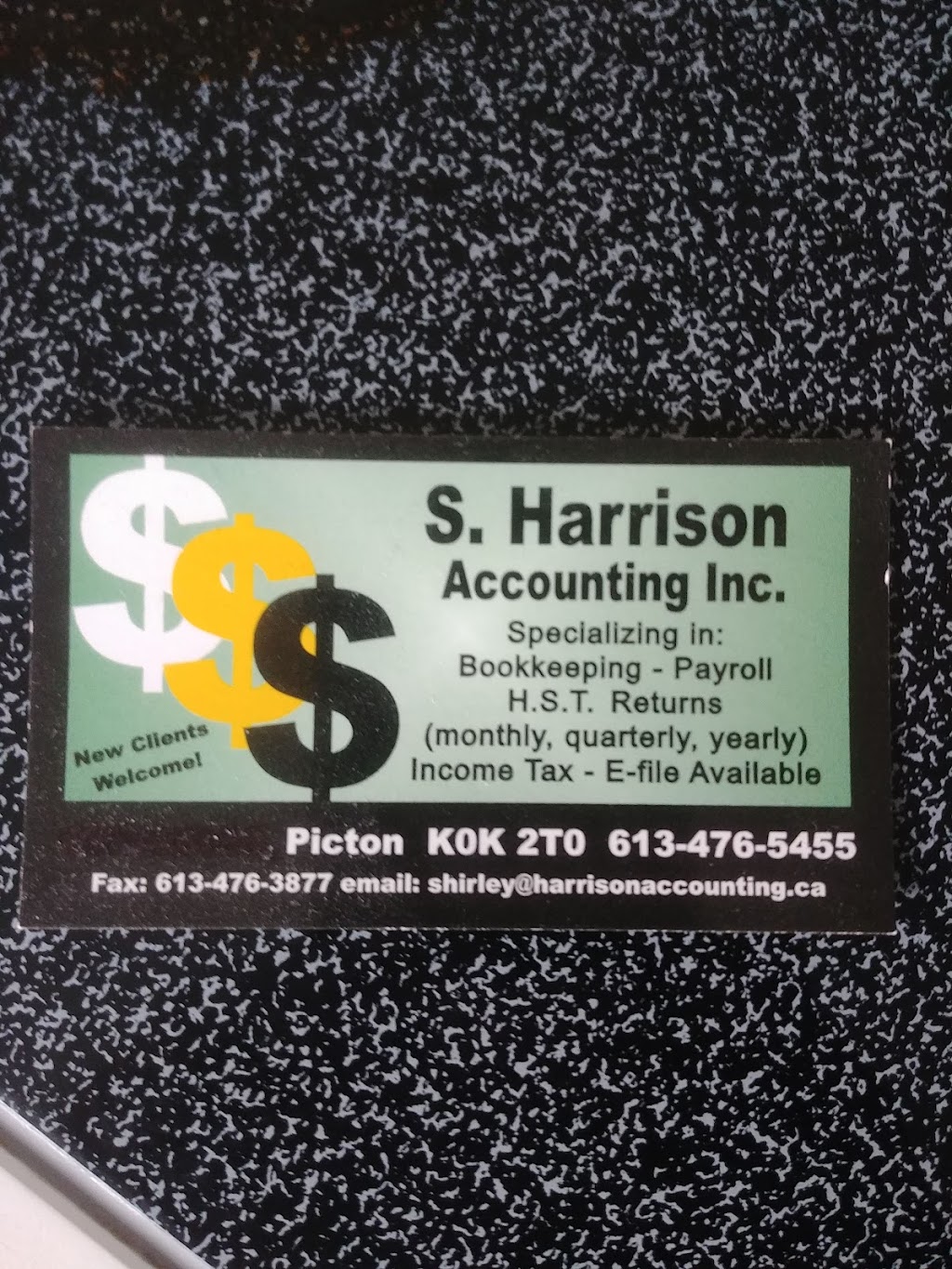 S.Harrison Accounting Inc. | 1 McFarland Dr #1, Picton, ON K0K 2T0, Canada | Phone: (613) 476-5455