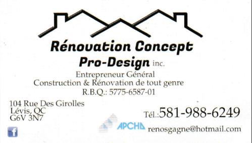 Steve Gagné Rénovation Concept Pro-Design.inc | 104 Rue des Girolles, Lévis, QC G6V 3N7, Canada | Phone: (581) 988-6249