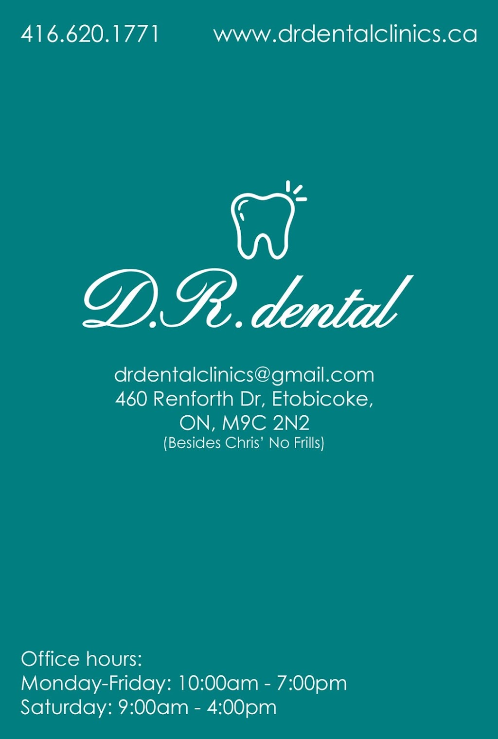 D.R. Dental Clinic | 460 Renforth Dr Unit #3, Etobicoke, ON M9C 2N2, Canada | Phone: (416) 620-1771